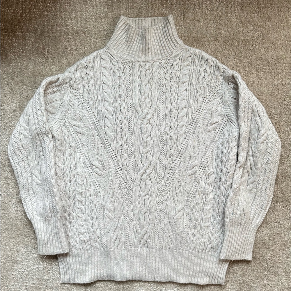 Vince Ivory Cable Knit Turtleneck Sweater